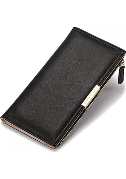 Wallet Leather Rfıd Blocking Credit Card Holder Bifold Clutch Coin Zipper Travel Long Purse For Women Girls---- Mysterious Black (Yurt Dışından)