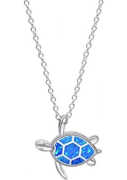 S925 Gümüş Şanslı Mavi Turtlelove Kalp Kolye Kadın Kızı Kız Arkadaşı Için (Yurt Dışından)