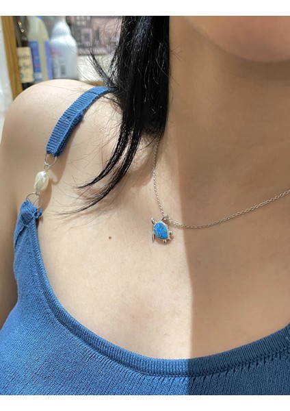 S925 Gümüş Şanslı Mavi Turtlelove Kalp Kolye Kadın Kızı Kız Arkadaşı Için (Yurt Dışından) fırsatları