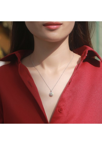 Gümüş Hakiki Veya Oluşturulmuş Yuvarlak Kesim Birthstone Kolye Kolye (Yurt Dışından) fiyatları