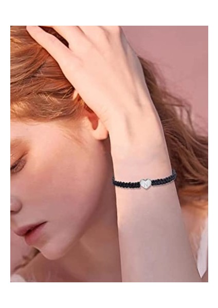 Wekity Kalp Ilk Bilezikler Kadın Hediyeler Için Mektup Kalp Charm Bilezikler Kadınlar Için Ayarlanabilir El Yapımı Halat Örgülü Bilezikler Genç Kızlar, M (Yurt Dışından)