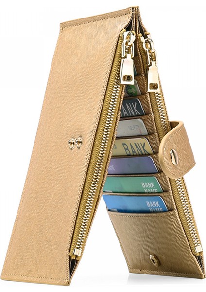 Slim Wallet – Minimalist Bifold Front Pocket Wallet Rfıd Blocking Credit Card Holder Cross Stripe Zipper Pocket Wallet, Rfid Wallet (Yurt Dışından)