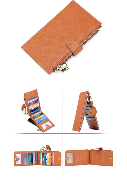 Slim Wallet – Minimalist Bifold Front Pocket Wallet Rfıd Blocking Credit Card Holder Cross Stripe Zipper Pocket Wallet, Rfid Wallet (Yurt Dışından)