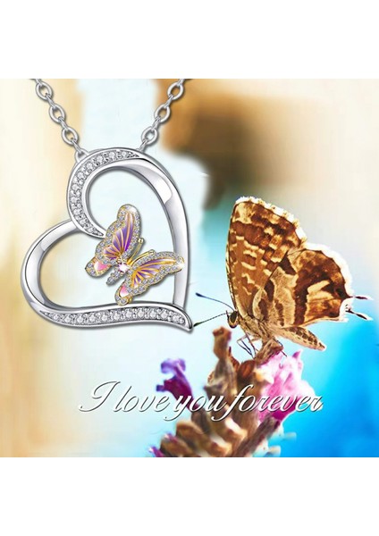 Romantik Sevgililer Yeni Yıl Hediyesi Mücevher Kolye, Kadınlar Için Kristal Kolye Kolye Takı Kadınlar Için Birthstone Kolye, Kelebek (Yurt Dışından) modelleri