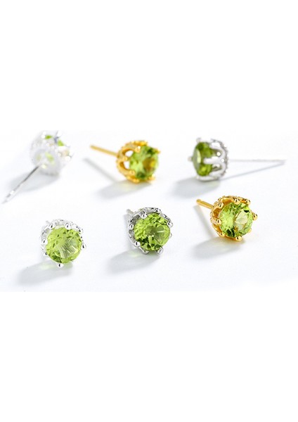 Gümüş Hakiki Veya Yaldızlı Oluşturulmuş Yuvarlak Kesim Birthstone Küpe, Sevgililer Günü, Anneler Günü ve Doğum Günü Hediyesi (Beyaz Altın) (Yurt Dışından) fırsatları