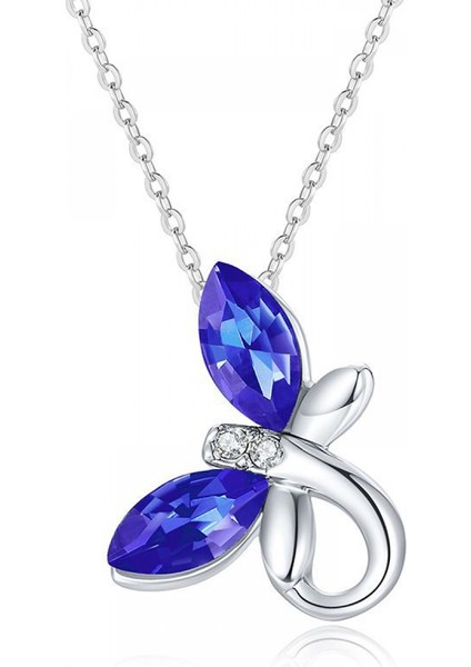 Romantik Sevgililer Yeni Yıl Hediyesi Mücevher Kolye, Kadınlar Için Kristal Kolye Kolye Takı Kadınlar Için Birthstone Kolye, Kelebek (Yurt Dışından)
