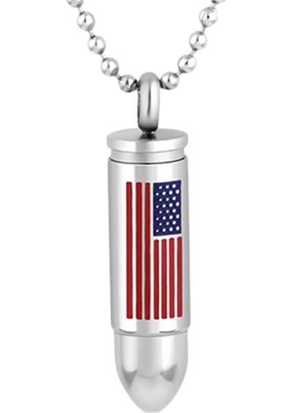 Avekı Külleri Için Urn Kolye, Kremasyon Takı Mermi Amerikan Bayrağı Kremasyon Külleri Urn Kolye Paslanmaz Çelik Anıt Kolye, Stil B (Yurt Dışından)