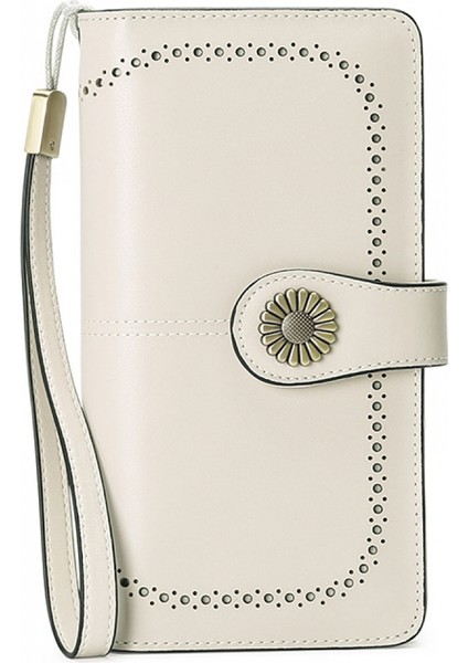 Kadın Cüzdan Yumuşak Deri Tasarımcı Üç Katlı Çoklu Kart Düzenleyici Kadın Clutch, Büyük, Kartlıklı Cüzdan (Açık Gri) (Yurt Dışından)