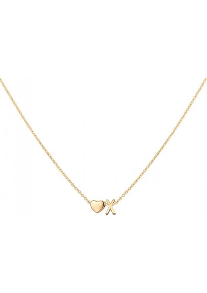 Kalp Mektup Kolye Paslanmaz Çelik Minik Kalp Mektup Kolye Monogram Kadın Kızlar Için --- x (Yurt Dışından)