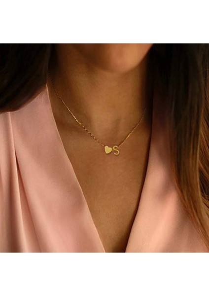 Kalp Mektup Kolye Paslanmaz Çelik Minik Kalp Mektup Kolye Monogram Kadın Kızlar Için --- x (Yurt Dışından) modelleri