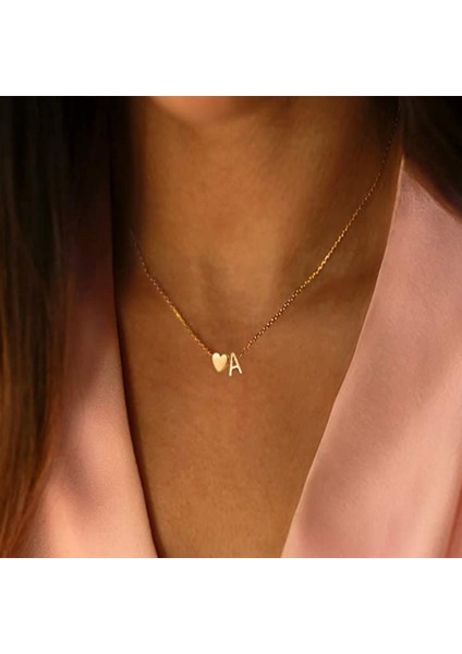 Kalp Mektup Kolye Paslanmaz Çelik Minik Kalp Mektup Kolye Monogram Kadın Kızlar Için --- x (Yurt Dışından) fırsatları