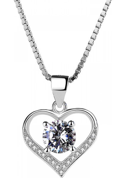 S925 Gümüş Şanslı Aşk Kalp Kolye Kadın Kızı Kız Arkadaşı Için (Yurt Dışından)