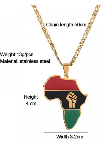 Paslanmaz Çelik Altın Kolye Takı, Afrika Haritası Yumruk Kolye, Erkekler ve Kadınlar Için Moda Aksesuarları, Aile Veya Arkadaşlar Için En Iyi Hediye (Yurt Dışından)