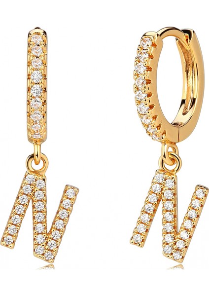Avekı 18K Zarif Altın Kaplama Açacağı Kübik Zirkon Harf Charm Huggie Hoop Küpeler Harfleri Az 26 Harf Charm Küpeler Kişiselleştirilmiş Minik Dangle Minimalist Ilk Takı Sembolik Hediye (Yurt Dışından)