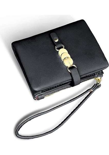 Kadınlar Için Cüzdanlar Küçük Rfid Bifold Bayan Cüzdan Bileklik Değişim Çanta Bilek Kayışı ile Kart Para Için --- Siyah (Yurt Dışından)