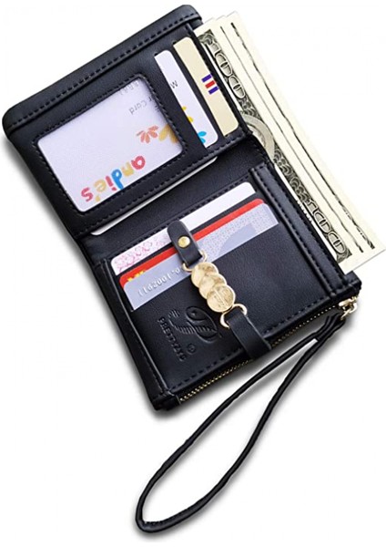 Kadınlar Için Cüzdanlar Küçük Rfid Bifold Bayan Cüzdan Bileklik Değişim Çanta Bilek Kayışı ile Kart Para Için --- Siyah (Yurt Dışından)
