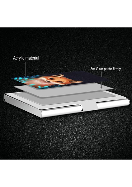 Design Sliver Business Card Holder, Metal Stainless Steel Name Wallet Credit Case For Men &amp; Women-Wolf (Fox Baby) (Yurt Dışından) fiyatları