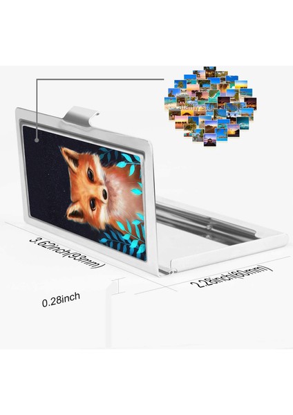 Design Sliver Business Card Holder, Metal Stainless Steel Name Wallet Credit Case For Men &amp; Women-Wolf (Fox Baby) (Yurt Dışından) fırsatları