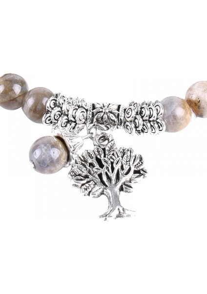 8mm Pürüzsüz Doğal Uzatılmış Taş Flaş Taş Elastik Boncuklu Bilezik Antik Gümüş Hayat Ağacı Charm Takı Bilezik (Yurt Dışından) fiyatları