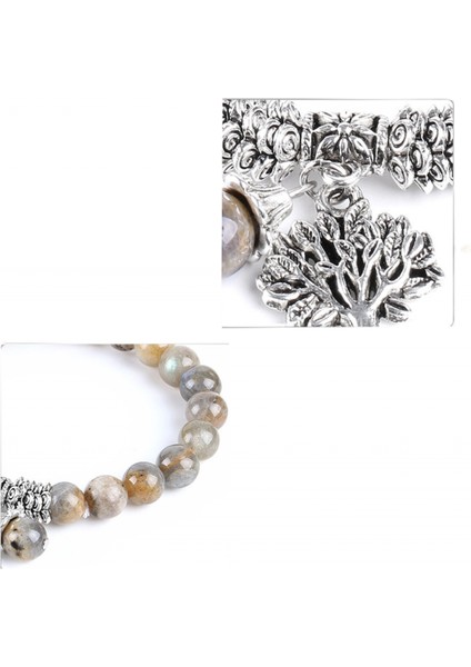 8mm Pürüzsüz Doğal Uzatılmış Taş Flaş Taş Elastik Boncuklu Bilezik Antik Gümüş Hayat Ağacı Charm Takı Bilezik (Yurt Dışından) modelleri