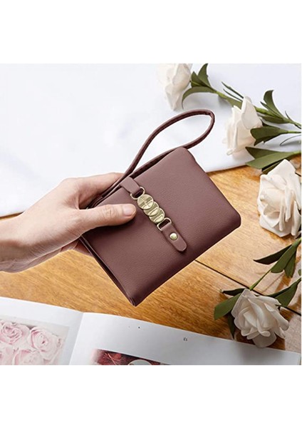 Kadınlar Için Cüzdanlar Küçük Rfid Bifold Bayan Cüzdan Bileklik Değişim Çanta Bilek Kayışı ile Kart Para Için --- Koyu Kırmızı (Yurt Dışından)