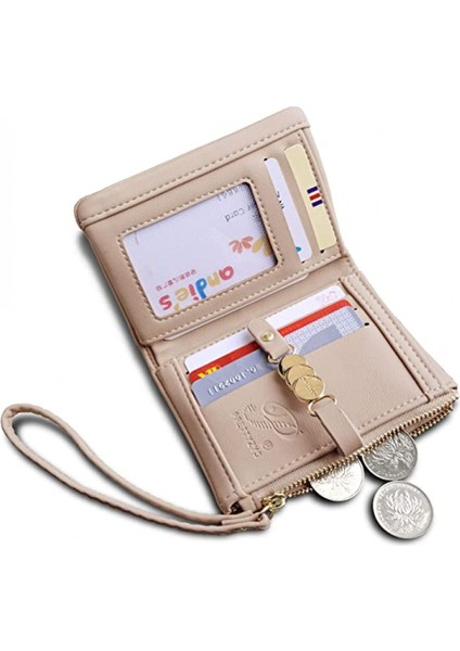 Kadınlar Için Cüzdanlar Küçük Rfid Bifold Bayan Cüzdan Bileklik Değişim Çanta Bilek Kayışı ile Kart Para Için --- Bej (Yurt Dışından)