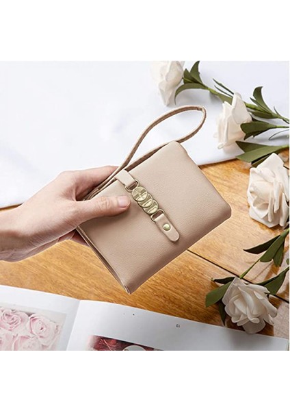 Kadınlar Için Cüzdanlar Küçük Rfid Bifold Bayan Cüzdan Bileklik Değişim Çanta Bilek Kayışı ile Kart Para Için --- Bej (Yurt Dışından)
