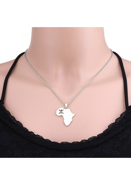 Paslanmaz Çelik Kolye Takı, Afrika Ber Haritası Kolye, Erkekler ve Kadınlar Için Moda Aksesuarları, Aile Veya Arkadaşlar Için En Iyi Hediye (Çelik Rengi) (Yurt Dışından)