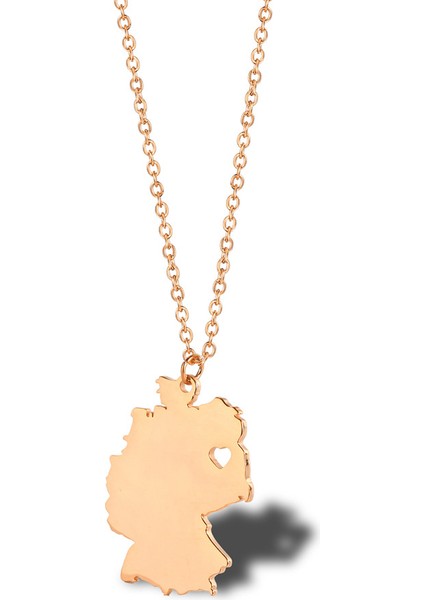 1 Adet Harita Kolye, Almanya Harita Kolye, Titanyum Çelik Bayanlar Klavikula Zinciri Giyim Aksesuarları (Gül Altın) (Yurt Dışından)