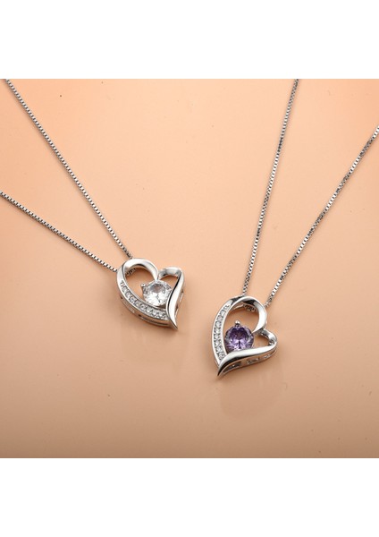 S925 Gümüş Kalp Şeklinde Zirkon Kolye Kolye Kadın (Yurt Dışından) fiyatları