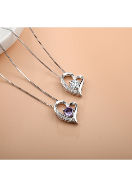 S925 Gümüş Kalp Şeklinde Zirkon Kolye Kolye Kadın (Yurt Dışından) modelleri