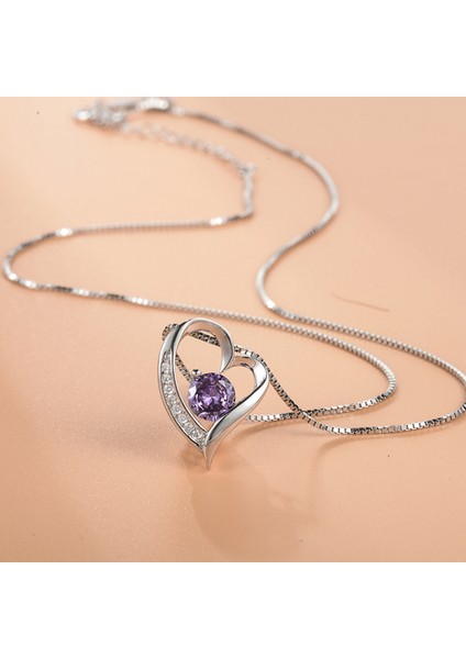 S925 Gümüş Kalp Şeklinde Zirkon Kolye Kolye Kadın (Yurt Dışından) fırsatları