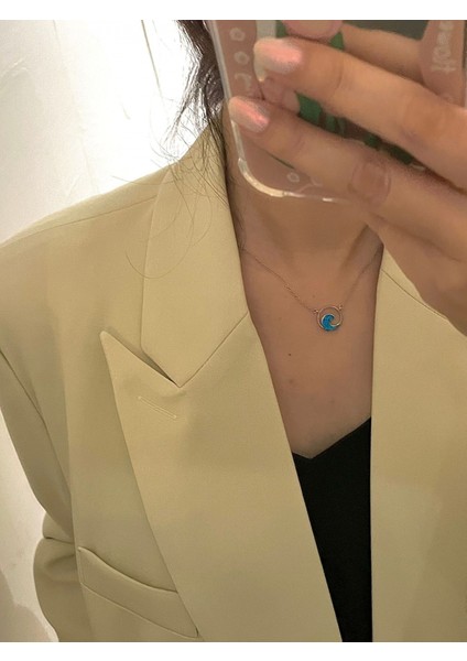 S925 Gümüş Şanslı Mavi Okyanus Dalgaları Aşk Kalp Kolye Kadın Kızı Kız Arkadaşı Için (Yurt Dışından) fırsatları