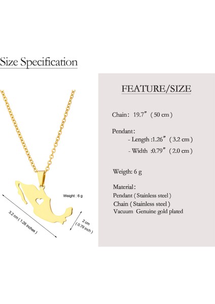 Meksika Haritası Kolye Kolye Moda Geometrik Etnik Tarzı Aşk Elemanı Paslanmaz Çelik Klavikula Zinciri Kadın Takı (Yurt Dışından) fiyatları