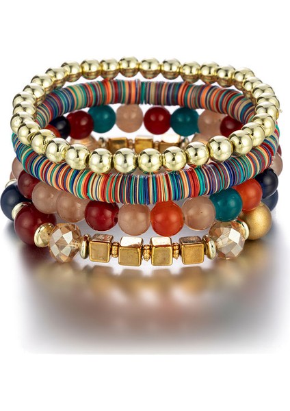 Adet Bohem Istiflenebilir Boncuk Bilezikler, Kadınlar Için Çok Renkli Streç Boncuk Bilezikler, Katmanlı Boncuk Bilezikler (Yurt Dışından)