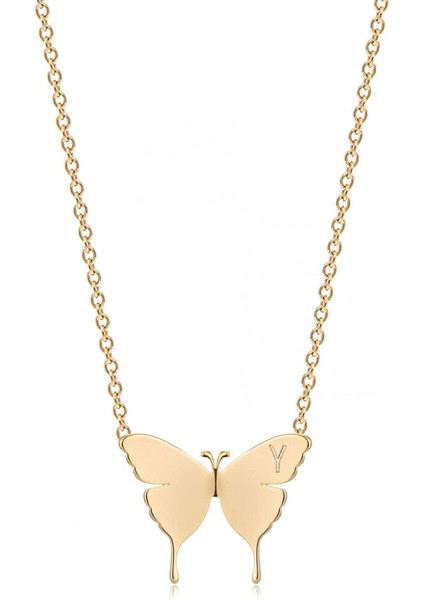 Avekı Altın Zarif Ilk Kolye 18K Altın Kaplama Kelebek Kolye Isim Kolyeler Narin Günlük Kolye Kadınlar Için Minimalist Kişiselleştirilmiş Takı (Yurt Dışından)