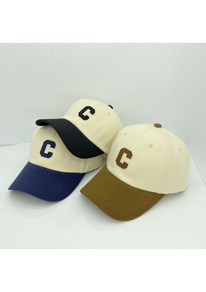 Şapka Kadın Ilkbahar ve Sonbahar Nakış Mektubu C Renk Blok Ağız Basit Beyzbol Şapkası Erkekler (Beyaz ve Kahverengi) (Yurt Dışından) fiyatları