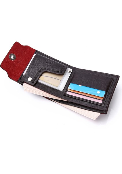 Cüzdan Erkek Deri Rfıd Engellemeli Ince Cüzdan, 10 Kredi Kartı, 2 Banknot Bölmesi, Kimlik Penceresi ve Para Cebi Minimalist Cüzdan-Siyah (Yurt Dışından)