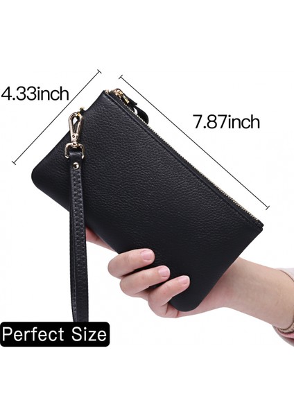 Women's Wallet Rfıd Blocking Leather Zip Wallet Clutch Wrist Strap Travel Long Wallet, Rfid Wallet (Yellow) (Yurt Dışından) fiyatları