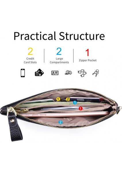 Women's Wallet Rfıd Blocking Leather Zip Wallet Clutch Wrist Strap Travel Long Wallet, Rfid Wallet (Yellow) (Yurt Dışından) modelleri