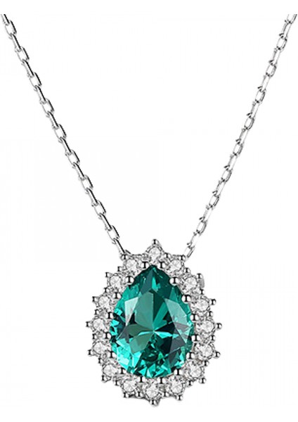 925 Ayar Gümüş Kristal Kolye Kolye 6.50 Ct Armut Şekli Taş Birthstone Kadınlar Için (Yurt Dışından)
