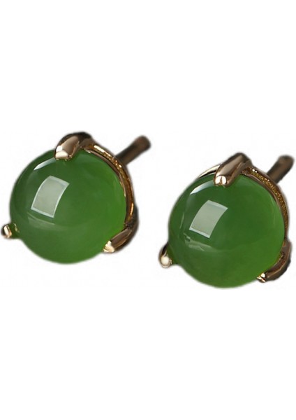 Gümüş Mozaik Hetian Jasper Saplama Küpe, Sevgililer Günü, Anneler Günü ve Doğum Günü Hediyesi (Altın) (Yurt Dışından)