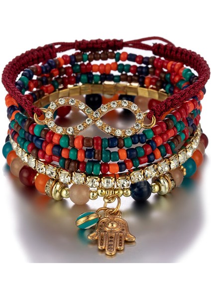 1 Adet Bohemian Istiflenebilir Boncuk Püskül Bilezikler Kadınlar Için Streç Çok Katmanlı Bilezik Seti Çok Renkli Takı Toplu (Yurt Dışından)