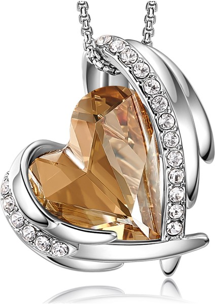 Kadınlar Için Aşk Kalp Kolye Kolye Gümüş Ton Gül Altın Ton Kristaller Birthstone Anneler Günü Sevgililer Günü Takı Hediyeler Kadınlar Için, Beyaz Altın Sarı (Yurt Dışından)