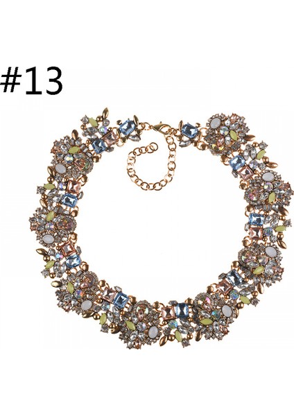 Açık Mavi ve Şampanya Kristal Rhinestone Bildirimi Kolye, Vintage Tıknaz Zincir Gerdanlık Yaka Önlük Bildirimi Kolye Kadınlar Için Moda Kostüm Takı Kolyeler (Yurt Dışından)