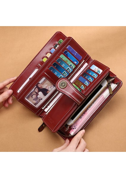 Bayan Cüzdan Rfıd Engelleme Deri Cüzdan Büyük Kapasiteli Uzun Kredi Kartı Nakit Klip (Sarı) (Yurt Dışından) fiyatları