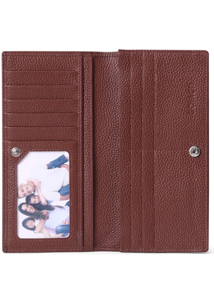 Women's Wallet Rfıd Blocking Leather Zipper Wallet Clutch Wrist Strap Travel Long Wallet, Rfid Wallet (Brown) (Yurt Dışından)