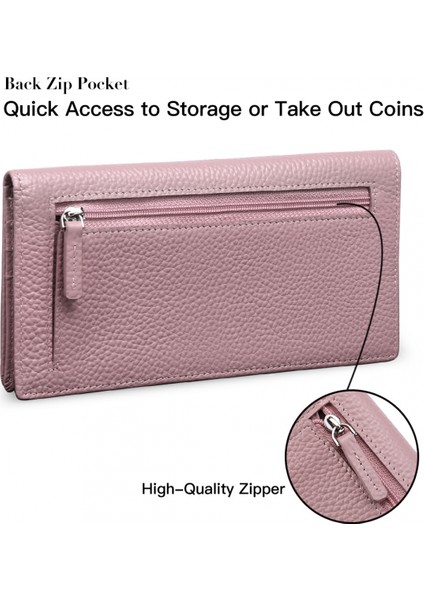 Women's Wallet Rfıd Blocking Leather Zipper Wallet Clutch Wrist Strap Travel Long Wallet, Rfid Wallet (Brown) (Yurt Dışından)