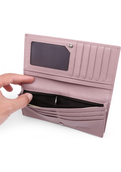 Women's Wallet Rfıd Blocking Leather Zipper Wallet Clutch Wrist Strap Travel Long Wallet, Rfid Wallet (Brown) (Yurt Dışından)