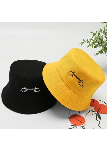 Bucket Hat Kadın Çift Taraflı Yazlık Vizör Günlük Şapka, Siyah ve Sarı, Jest (Yurt Dışından)